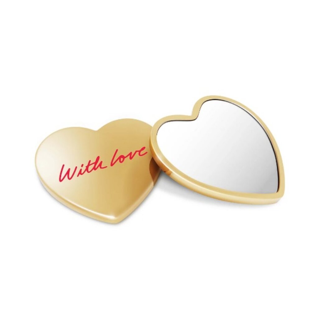 Jimmy Choo Gold Heart With Love Pocket Mirror, Luxury Compact,Boxed-3x3 in-NEW